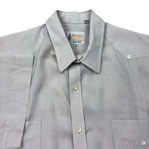 Ramon Puig Guayabera‎ Shirt Mens Size 2XL Light Gray Short Sleeve Linen Blend
